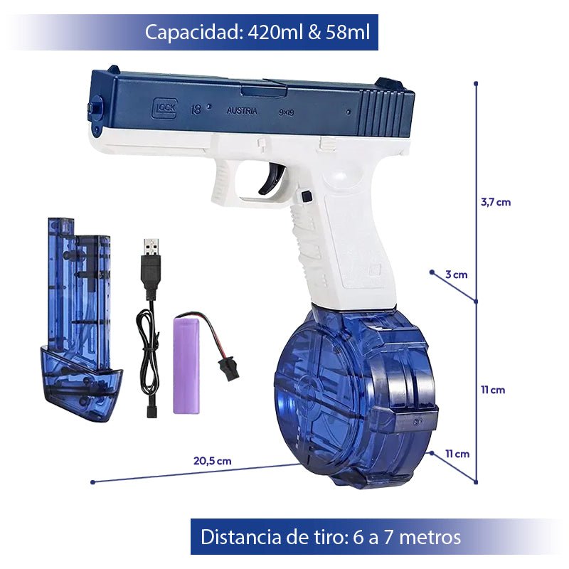 Pistola De Agua Eléctrica Glock 17 Niños Azul Recargable Juguete - Lhua Store