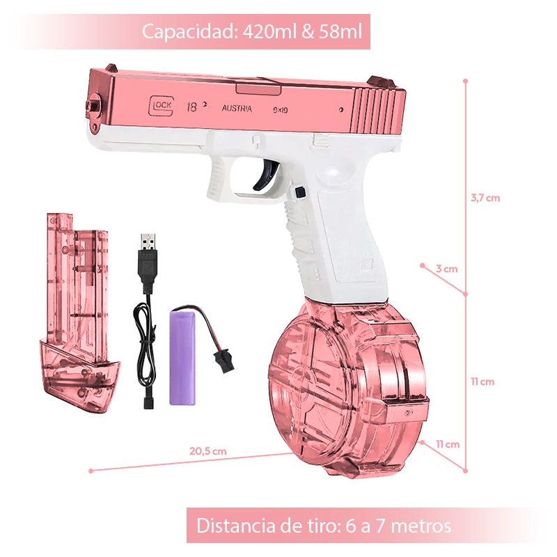 Pistola De Agua Eléctrica Glock 17 Niños Rosado Recargable Juguete - Lhua Store