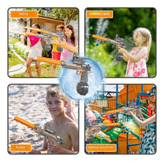 Pistola De Agua Electrica Recargable Gris Potente Niños Juguete - Lhua Store