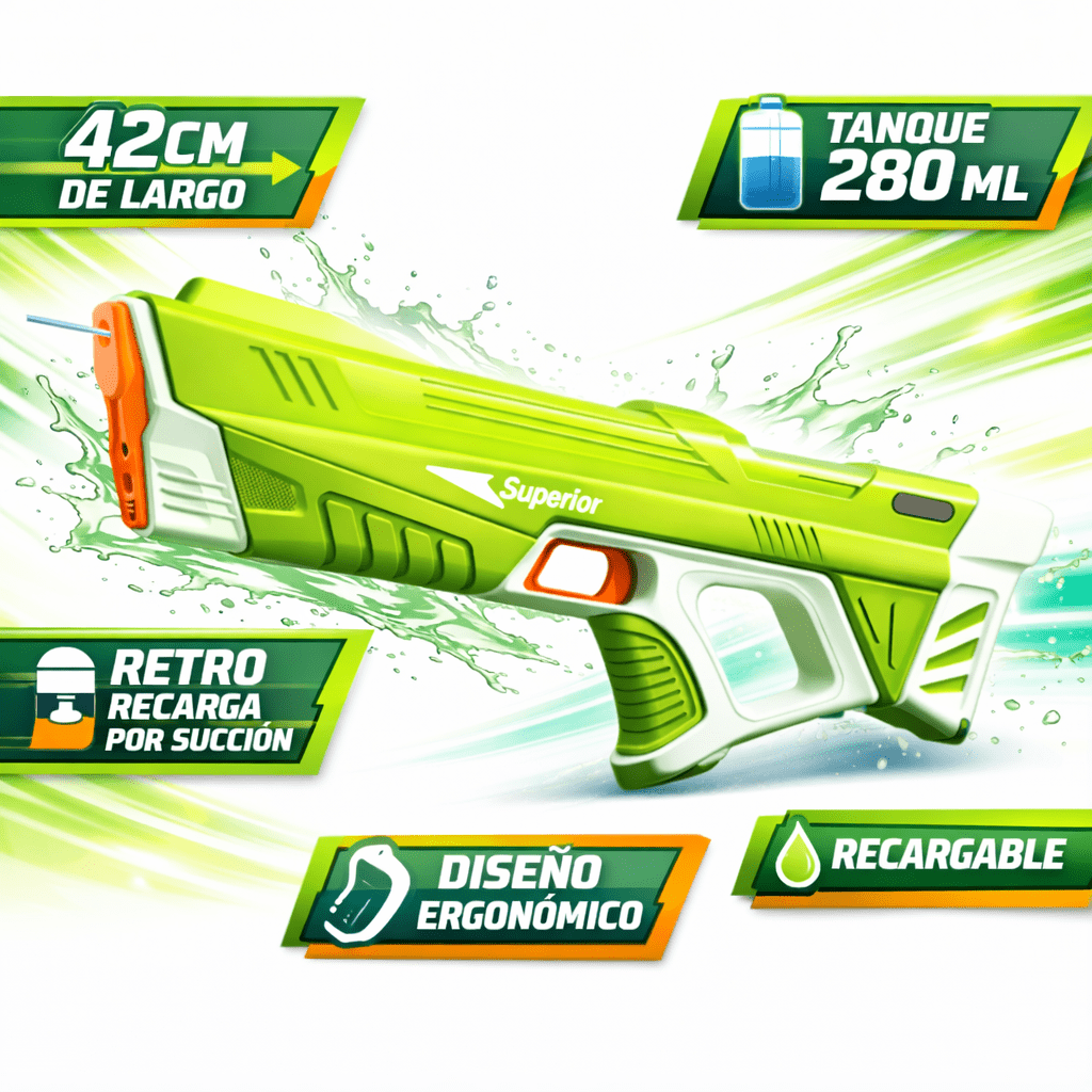Pistola De Agua Electrica Verde Succion Automatica Niños Juguete Verano - Lhua Store