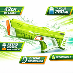 Pistola De Agua Electrica Verde Succion Automatica Niños Juguete Verano - Lhua Store