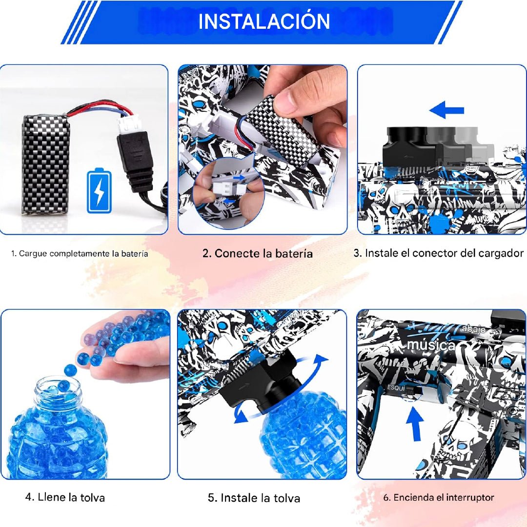 Pistola De Hidrogel Eléctrica M416 Recargable Juguete Niños Azul - Lhua Store
