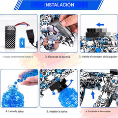 Pistola De Hidrogel Eléctrica M416 Recargable Juguete Niños Azul - Lhua Store