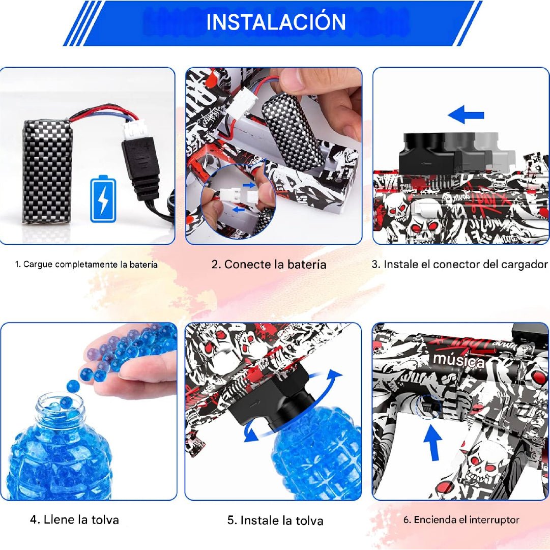 Pistola De Hidrogel Eléctrica M416 Recargable Juguete Niños Rojo - Lhua Store