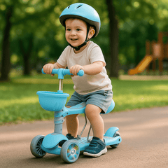 Scooter Monopatín 3 En 1 Ruedas Ancha Led Regulable Celeste - Lhua Store