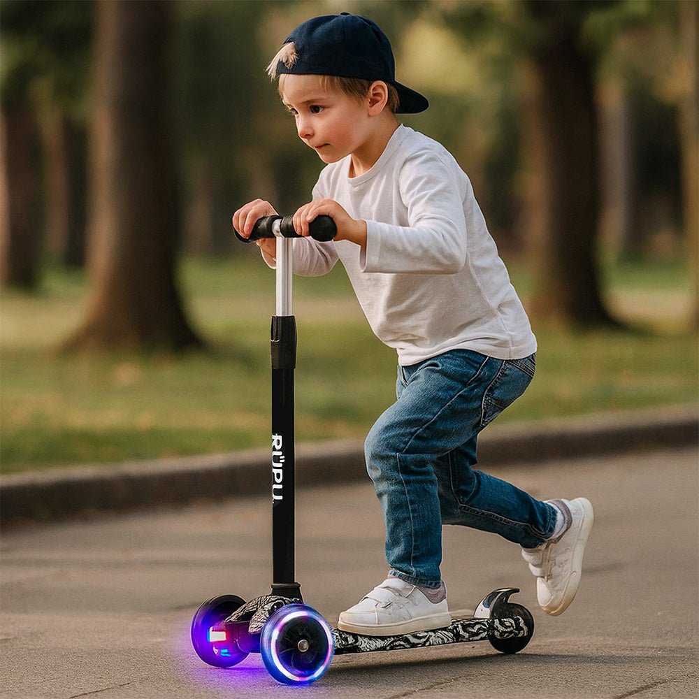 Scooter Monopatin Rupu Black Skull Regulable Ruedas Led - Lhua Store