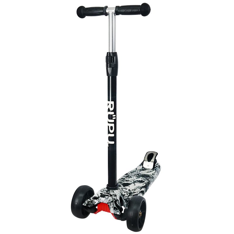 Scooter Monopatin Rupu Black Skulls Regulable Rueda Led - Lhua Store