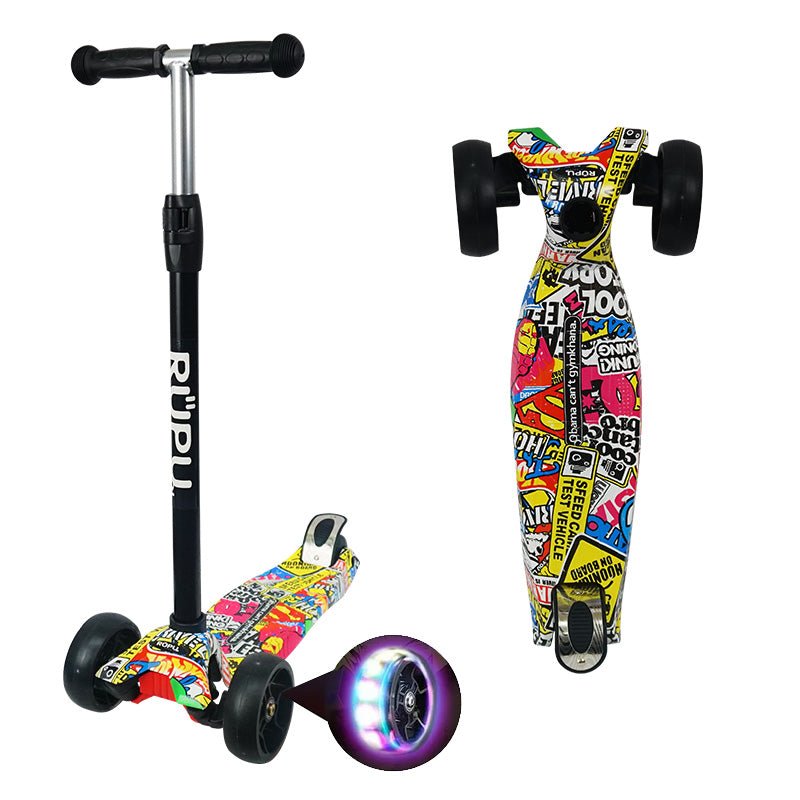 Scooter Monopatin Rupu Cartoons Niños Regulable Rueda Led - Lhua Store