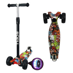 Scooter Monopatin Rupu Cartoons Two Niños Regulable Rueda Led - Lhua Store