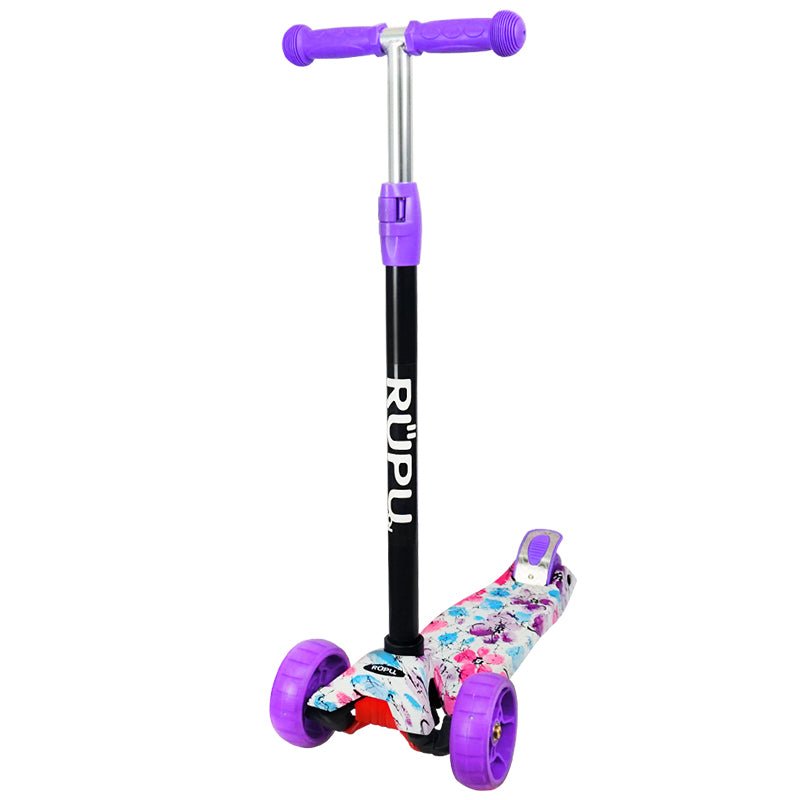 Scooter Monopatin Rupu Flores Moradas Niñas Regulable Rueda Led - Lhua Store