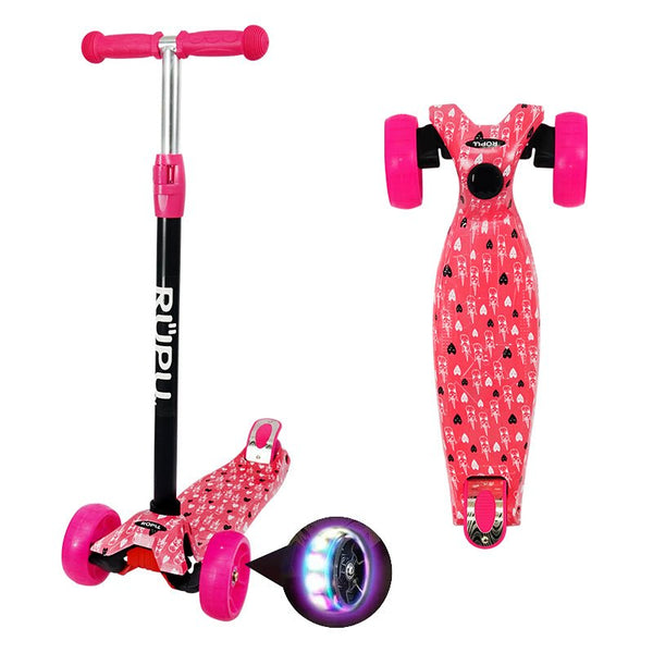 Scooter Monopatin Rupu Pink Lovely Regulable Rueda Led