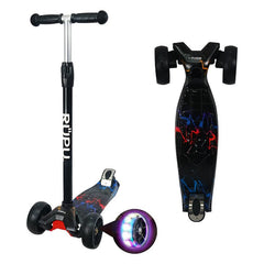 Scooter Monopatin Rupu Rayo Negro Niños Regulable Rueda Led - Lhua Store