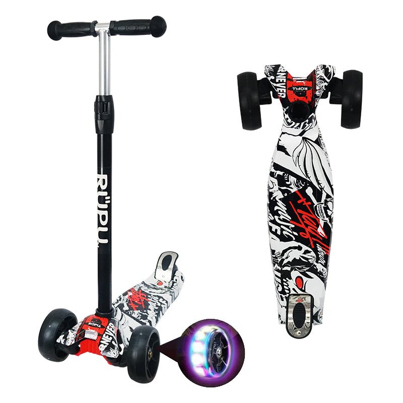 Scooter Monopatin Rupu Skull Music Regulable Rueda Led - Lhua Store