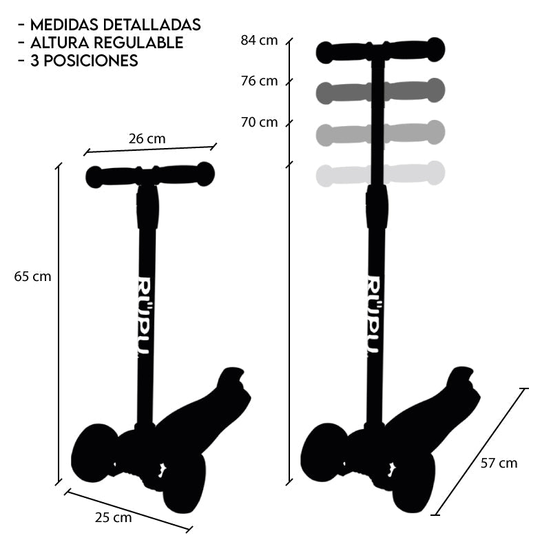 Scooter Monopatin Rupu Style Niñas Regulable Ruedas Led - Lhua Store