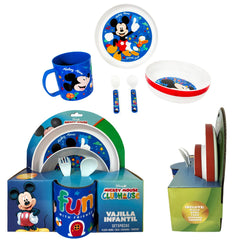 Set 5 Vajilla Niños Disney Mickey Plato Bowl Taza Cubiertos - Lhua Store