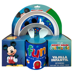 Set 5 Vajilla Niños Disney Mickey Plato Bowl Taza Cubiertos - Lhua Store