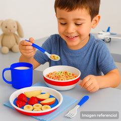 Set 5 Vajilla Niños Disney Mickey Plato Bowl Taza Cubiertos - Lhua Store