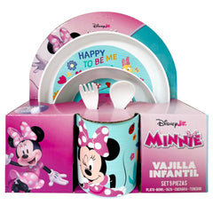 Set 5 Vajilla Niños Disney Minnie Plato Bowl Taza Cubiertos - Lhua Store