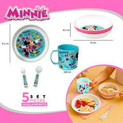 Set 5 Vajilla Niños Disney Minnie Plato Bowl Taza Cubiertos - Lhua Store