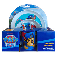Set 5 Vajilla Niños Paw Patrol Chase Plato Bowl Taza Cubiertos - Lhua Store