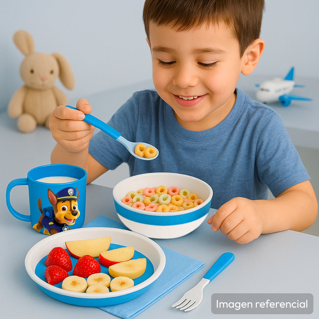 Set 5 Vajilla Niños Paw Patrol Chase Plato Bowl Taza Cubiertos - Lhua Store