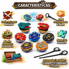 Set 6 Beyblade Dinosaurio Park con Lanzador Juguete Niños - Lhua Store