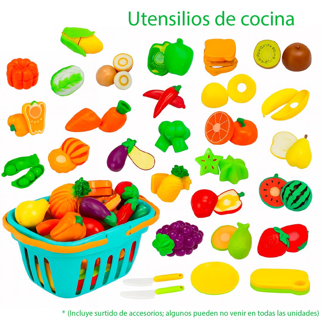 Set Cocina Juguete Niño 46 Piezas Frutas Y Verduras - Lhua Store