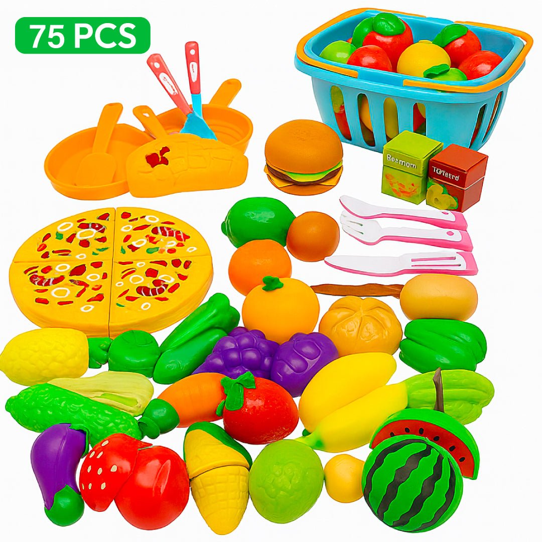 Set Comida Juguete 75 Piezas Frutas Verduras Cocina Niños - Lhua Store