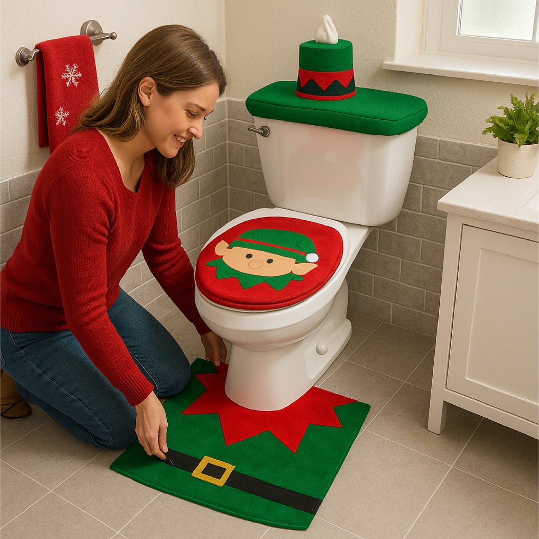 Set De Baño Duende 3 Piezas Adorno Navidad Decoración - Lhua Store