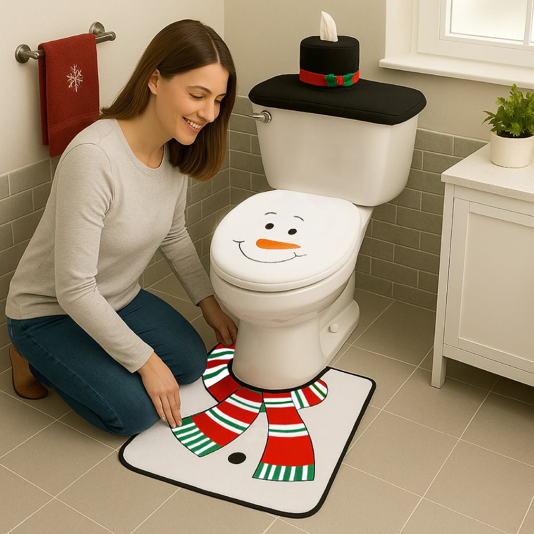 Set De Baño Muñeco De Nieve 3 Piezas Adorno Navidad - Lhua Store