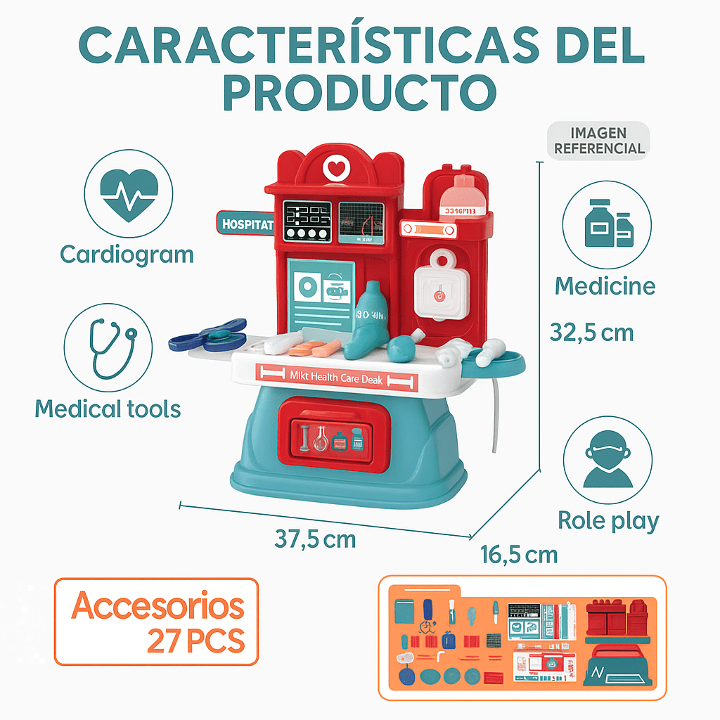Set De Doctor 27 Piezas Juguete De Doctor Médico Niños - Lhua Store