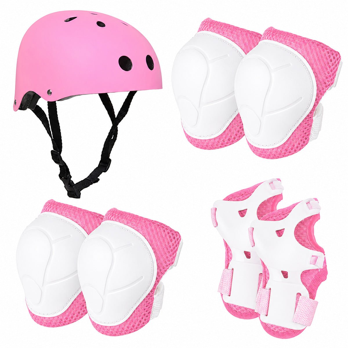 Set De Protección Niña Rosado Casco Rodillera Codera Muñequera - Lhua Store