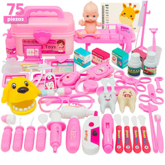 Set Doctor Juguete 75 Piezas Rosado Maletín Médico Niños - Lhua Store