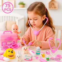 Set Doctor Juguete 75 Piezas Rosado Maletín Médico Niños - Lhua Store