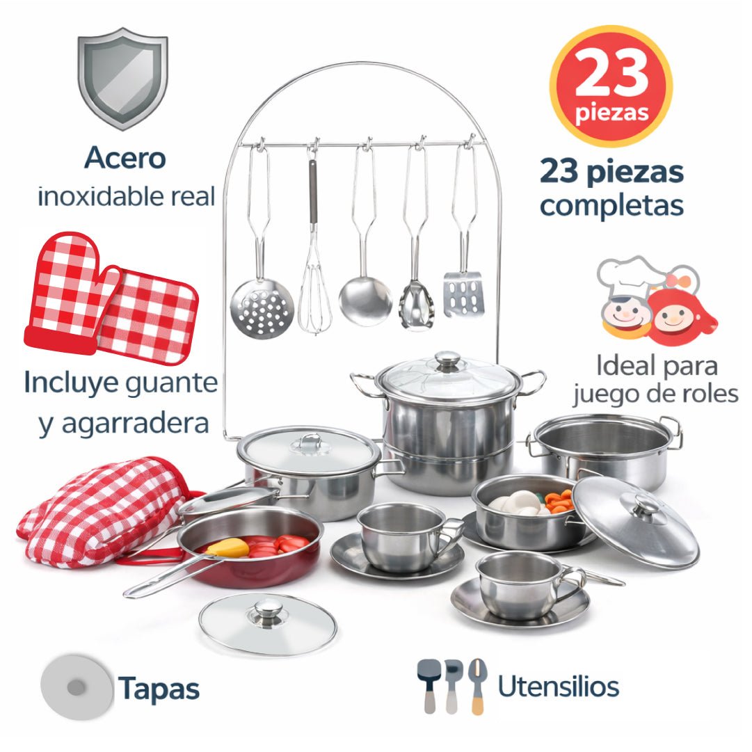 Set Juego De Ollas Y Utensilios Cocina 23 Pcs Juguete Niñas - Lhua Store