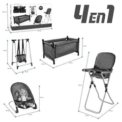 Set Juego Muñecas 4 En 1 Silla Columpio Cuna Y Mesedora - Lhua Store