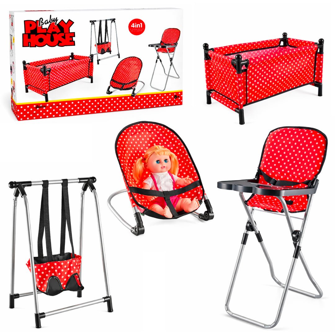 Set Juego Muñecas 4 En 1 Silla Columpio Cuna Y Mesedora - Lhua Store