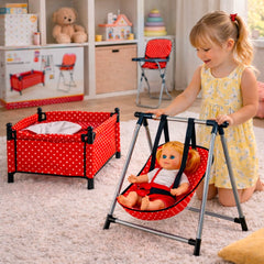 Set Juego Muñecas 4 En 1 Silla Columpio Cuna Y Mesedora - Lhua Store