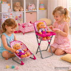 Set Juego Para Muñecas 3 En 1 Silla Cuna Y Mesedora Niñas - Lhua Store