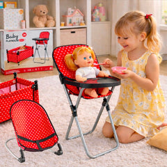 Set Juego Para Muñecas 3 En 1 Silla Mesedora Y Cuna Niñas - Lhua Store