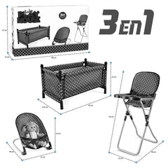 Set Juego Para Muñecas 3 En 1 Silla Mesedora Y Cuna Niñas - Lhua Store