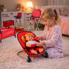 Set Juego Para Muñecas 3 En 1 Silla Mesedora Y Cuna Niñas - Lhua Store