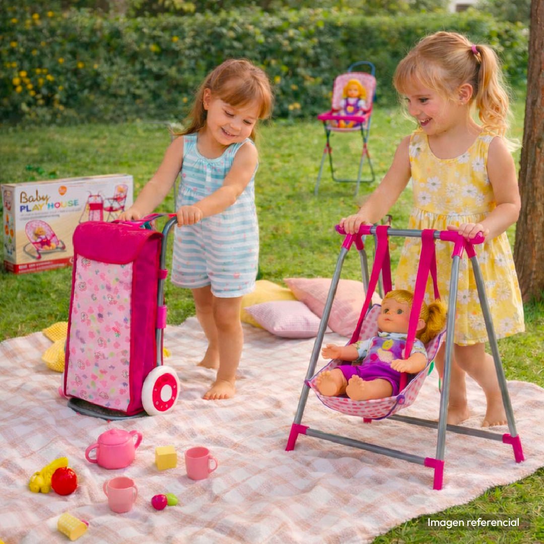 Set Juego Para Muñecas 4 En 1 Silla Coche Columpio Y Mecedora - Lhua Store