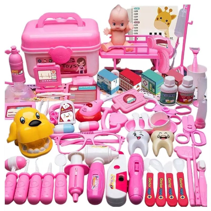 Set Médico Juguete 63 Piezas Niños Doctora Maletín Rosa - Lhua Store