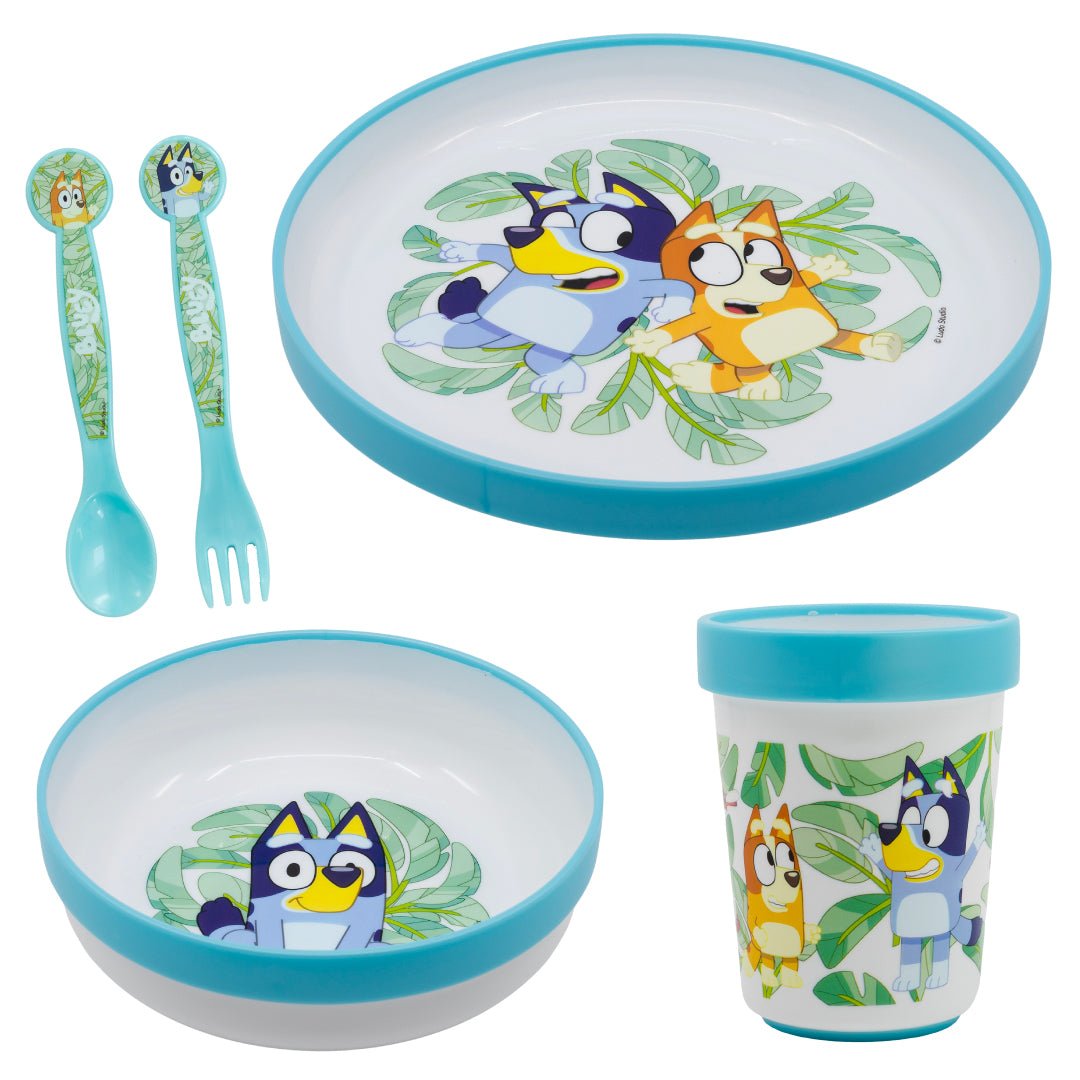 Set Vajilla Infantil Bluey 5 Piezas Plato Vaso Cubiertos Niños - Lhua Store