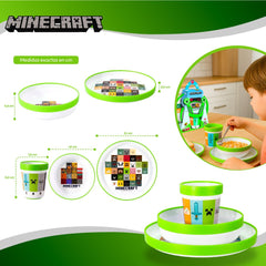 Set Vajilla Infantil Minecraft 5 Pcs Plato Vaso Cubiertos Niños - Lhua Store