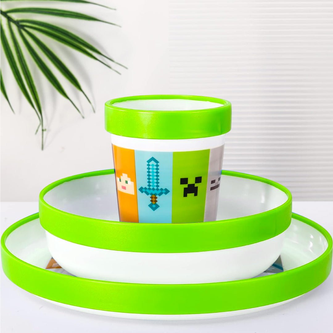 Set Vajilla Infantil Minecraft 5 Pcs Plato Vaso Cubiertos Niños - Lhua Store