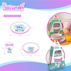 Set Vajilla Infantil Stitch Disney 3 Piezas Plato Vaso Niños - Lhua Store