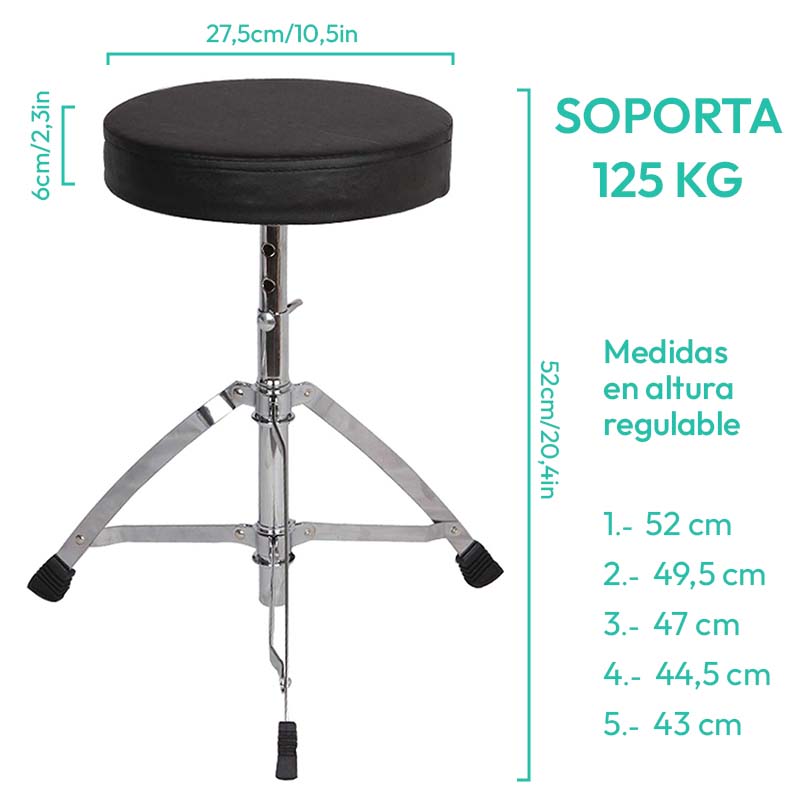 Sillin Para Batería Piso Taburete Redondo Altura Ajustable - Lhua Store