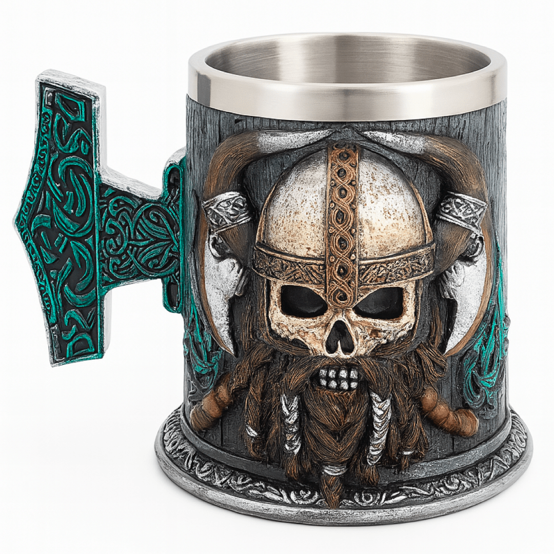 Taza Tazon Mug Calavera Vikingo Acero Inoxidable 600ml - Lhua Store